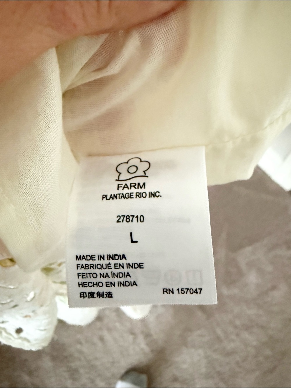 NWT Farm Rio Long Sleeve Cream Peach Floral Eyelet Maxi Dress Size L - Picture 8 of 9